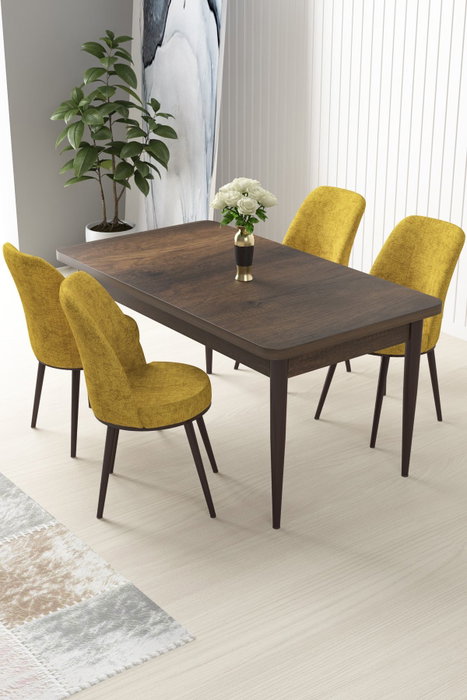 Hanah Home Juego de Mesa y Sillas de Comedor de 5 Piezas Barroco y Mostaza Hanah Home Juego de Mesa y Sillas de Comedor de 5 Piezas Barroco y Mostaza